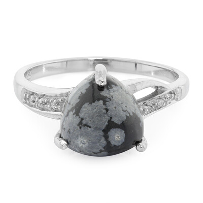 Snowflake Obsidian Silver Ring