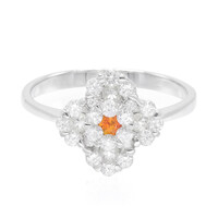 Orange Sapphire Silver Ring