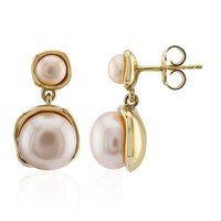 Peach Freshwater Pearl Silver Earrings (TPC)