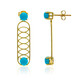 9K Sleeping Beauty Turquoise Gold Earrings (Ornaments by de Melo)