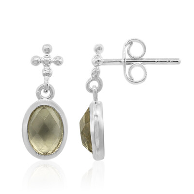 Olive Quartz Silver Earrings