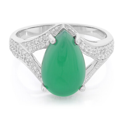 Green Chalcedony Silver Ring