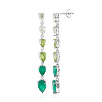 Green Agate Silver Earrings