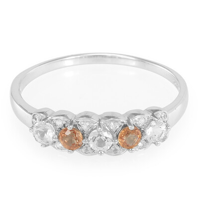 Orange Sapphire Silver Ring