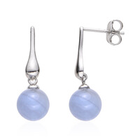 Blue Lace Agate Silver Earrings