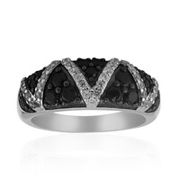 Black Spinel Silver Ring