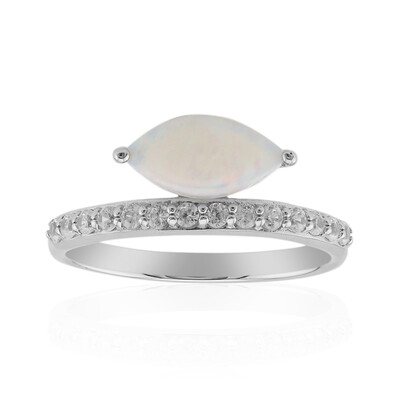 White Opal Silver Ring