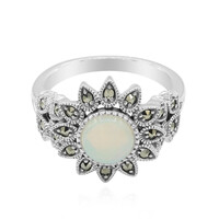 White Opal Silver Ring