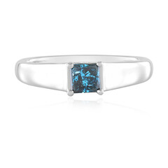 I3 Blue Diamond Silver Ring