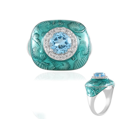 Swiss Blue Topaz Silver Ring (Adela Silber)