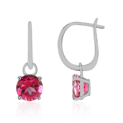 Pink Topaz Silver Earrings