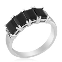 Black Spinel Silver Ring