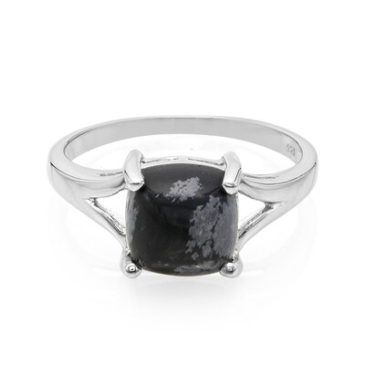 Snowflake Obsidian Silver Ring