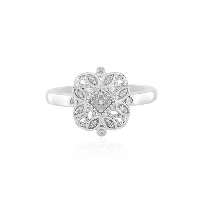 I2 (J) Diamond Silver Ring