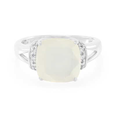 White Moonstone Silver Ring