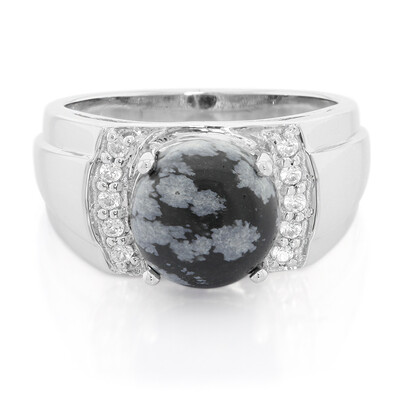 Snowflake Obsidian Silver Ring