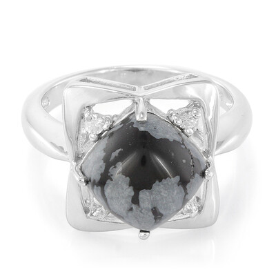 Snowflake Obsidian Silver Ring