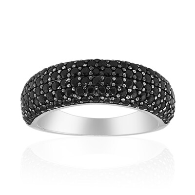 Black Spinel Silver Ring