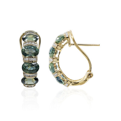 14K Teal Sapphire Gold Earrings (CIRARI)