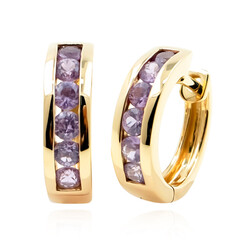 9K Unheated Ceylon Purple Sapphire Gold Earrings