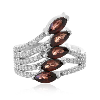 Mahogany Zircon Silver Ring