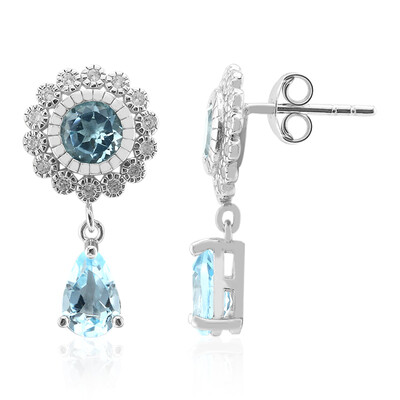 Sky Blue Topaz Silver Earrings