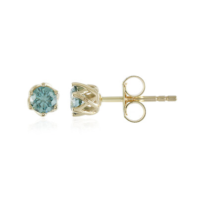 9K I3 Blue Diamond Gold Earrings (de Melo)