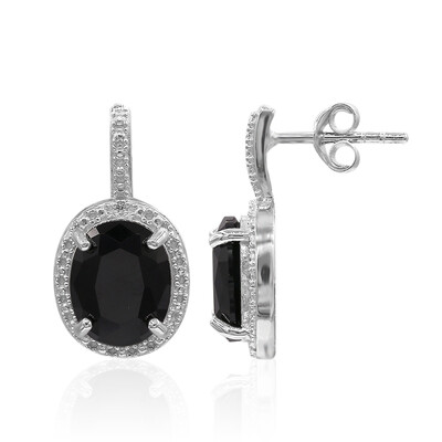 Black Spinel Silver Earrings