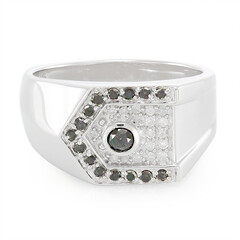 Black Diamond Silver Ring