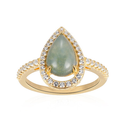 Green Agate Silver Ring