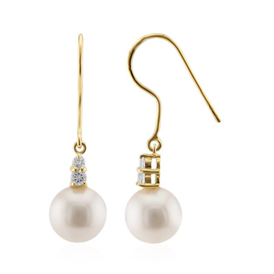 9K White Freshwater Pearl Gold Earrings (TPC)