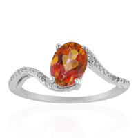 Peach-coloured mystic quartz crystal Silver Ring