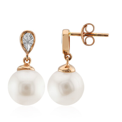 9K White Freshwater Pearl Gold Earrings (TPC)