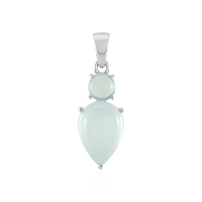 Aqua Chalcedony Silver Pendant