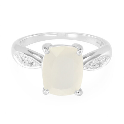 White Moonstone Silver Ring