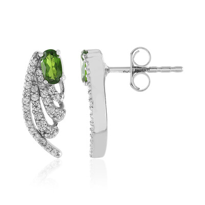 Russian Diopside Silver Earrings