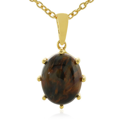 Golden Pietersite Silver Necklace