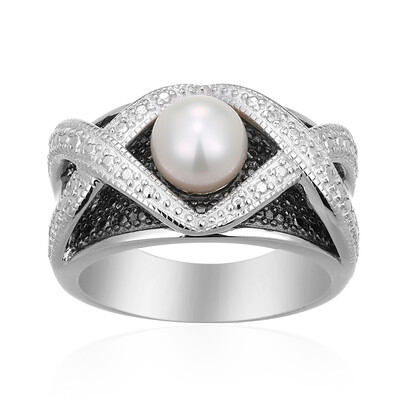 White Freshwater Pearl Silver Ring