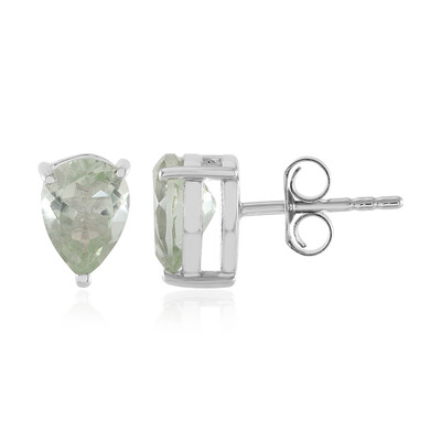 Green Amethyst Silver Earrings