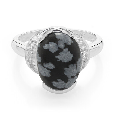 Snowflake Obsidian Silver Ring