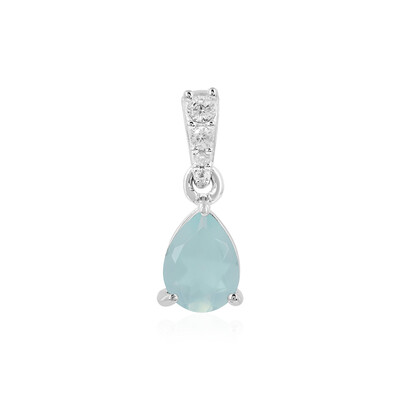 Aqua Chalcedony Silver Pendant