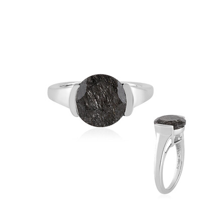 Black Rutile Quartz Silver Ring