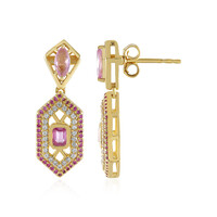 Unheated Ceylon Pink Sapphire Silver Earrings