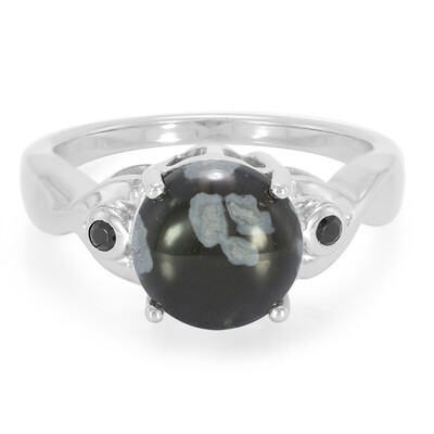 Snowflake Obsidian Silver Ring