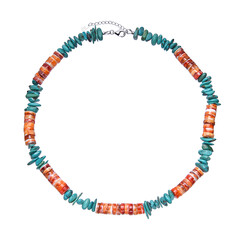 Orange Spiny Oyster Shell Silver Necklace