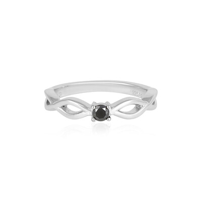 Black Diamond Silver Ring