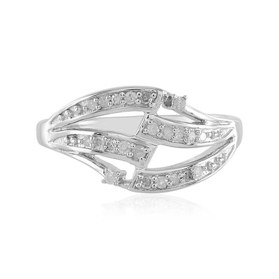 I2 (I) Diamond Silver Ring