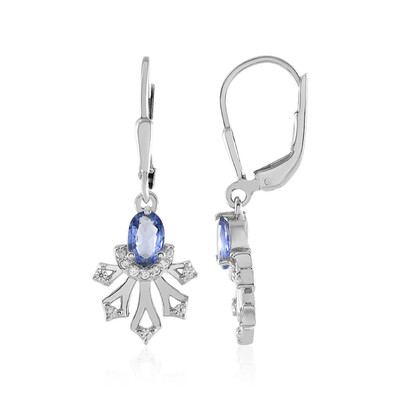 Unheated Ceylon Blue Sapphire Silver Earrings