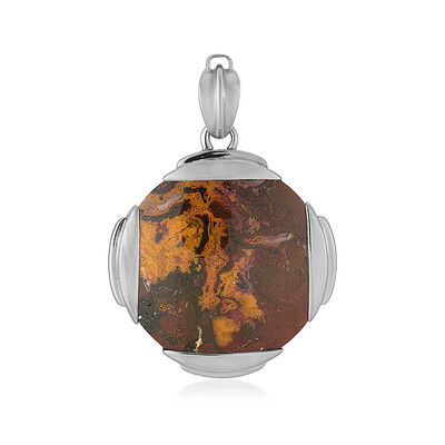 Petrified Wood Silver Pendant (Bali Barong)