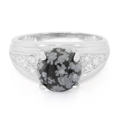 Snowflake Obsidian Silver Ring